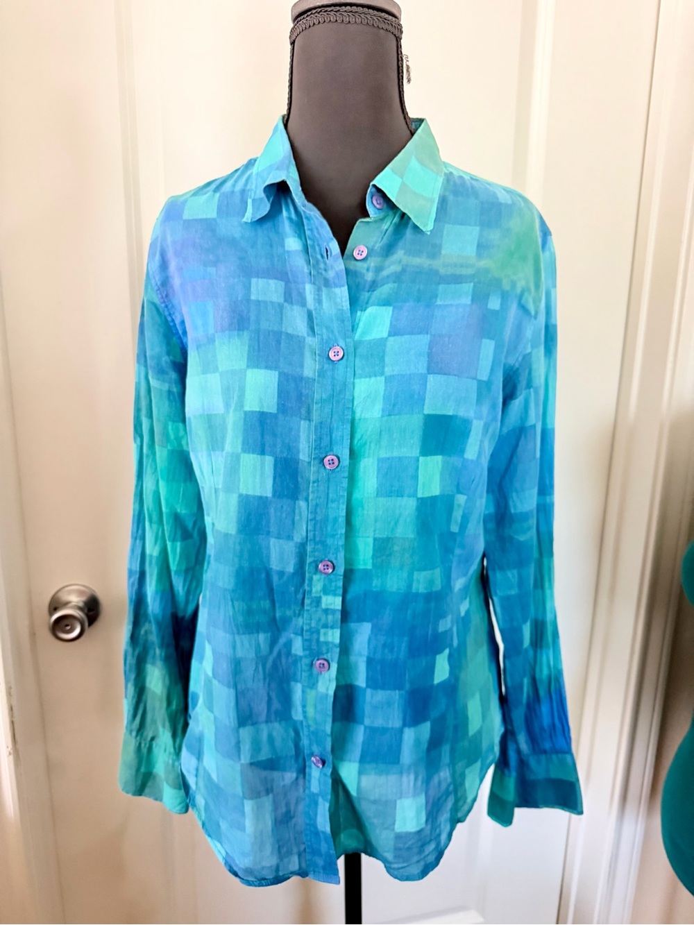 Lightweight Italian Cloth Vibrant Blue Checkered Button Down